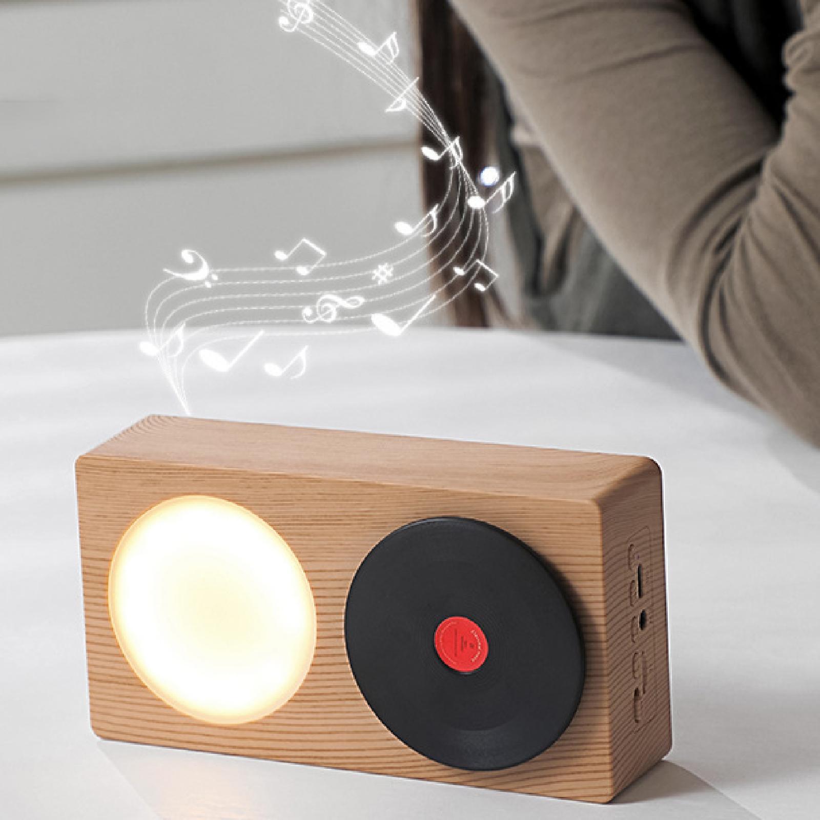Audio Music Enhancer Free - ลำโพงบลูทูธพกพาขนาดเล็กคลาสสิก เสียงเบสหนักแน่น ชาร์จซ้ำได้ ฟังเพลงได้ พร้อมไฟกลางคืน สไตล์วินเทจ