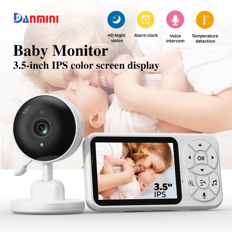 Audio Detect Music - Danmini 3.5 นิ้ว Baby Monitor หน้าจอสีอุณหภูมิการตรวจจับเสียงวิดีโอ