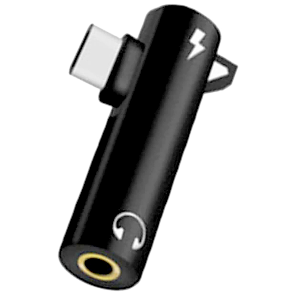 Audio And Music Splitter - อะแดปเตอร์เสียง Type-C ตะขอชาร์จเพลง2-in-1 3.5มม. รูกลมตัวแปลงหูฟัง