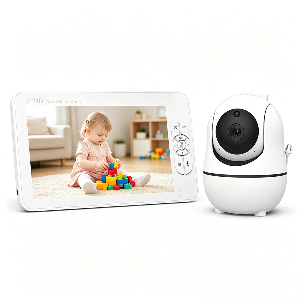 Audio Detect Music - กล้องวงจรปิดสำหรับเด็กแบบแยกหน้าจอ 7 นิ้ว ความละเอียด 1080P HD