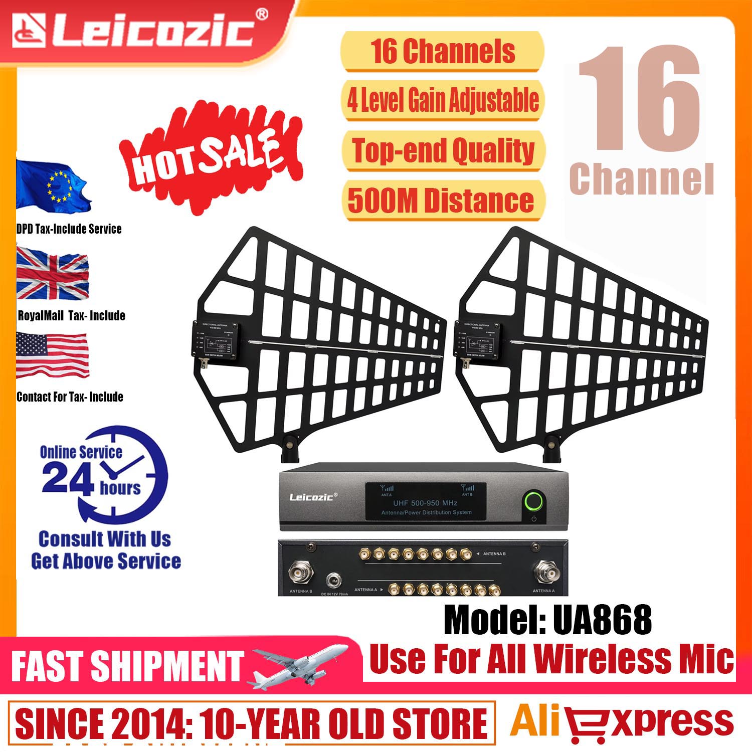 Audio And Music Splitter - Leicozic 8ช่องเสาอากาศระบบกระจาย Splitter UA868สัญญาณ Booster 500-950Mhz