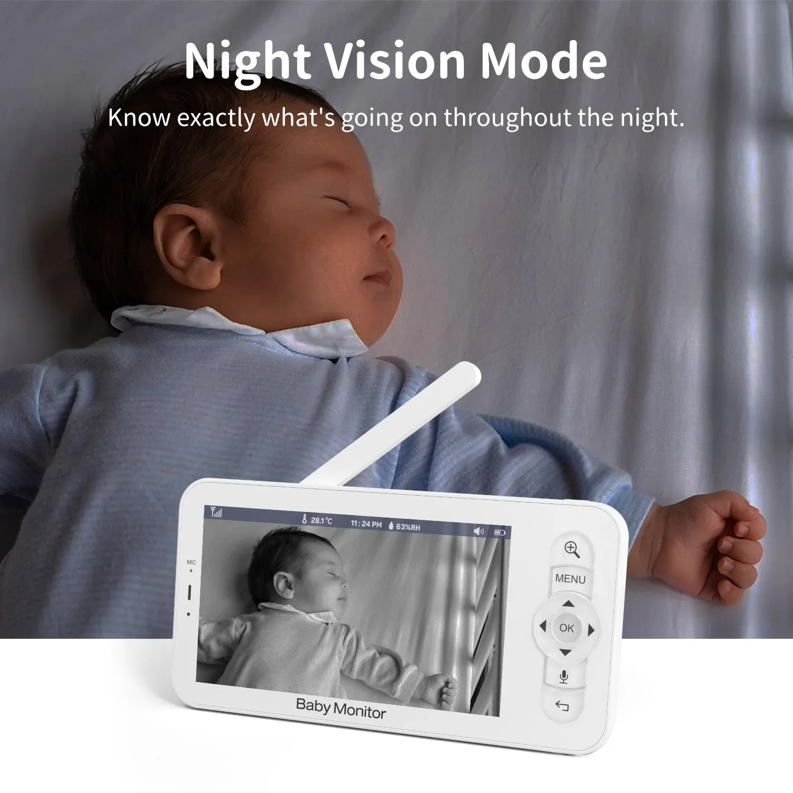 Baby Monitor HD 5 นิ้ว LCD Two - Audio Detect Music บทวิจารณ์และราคา